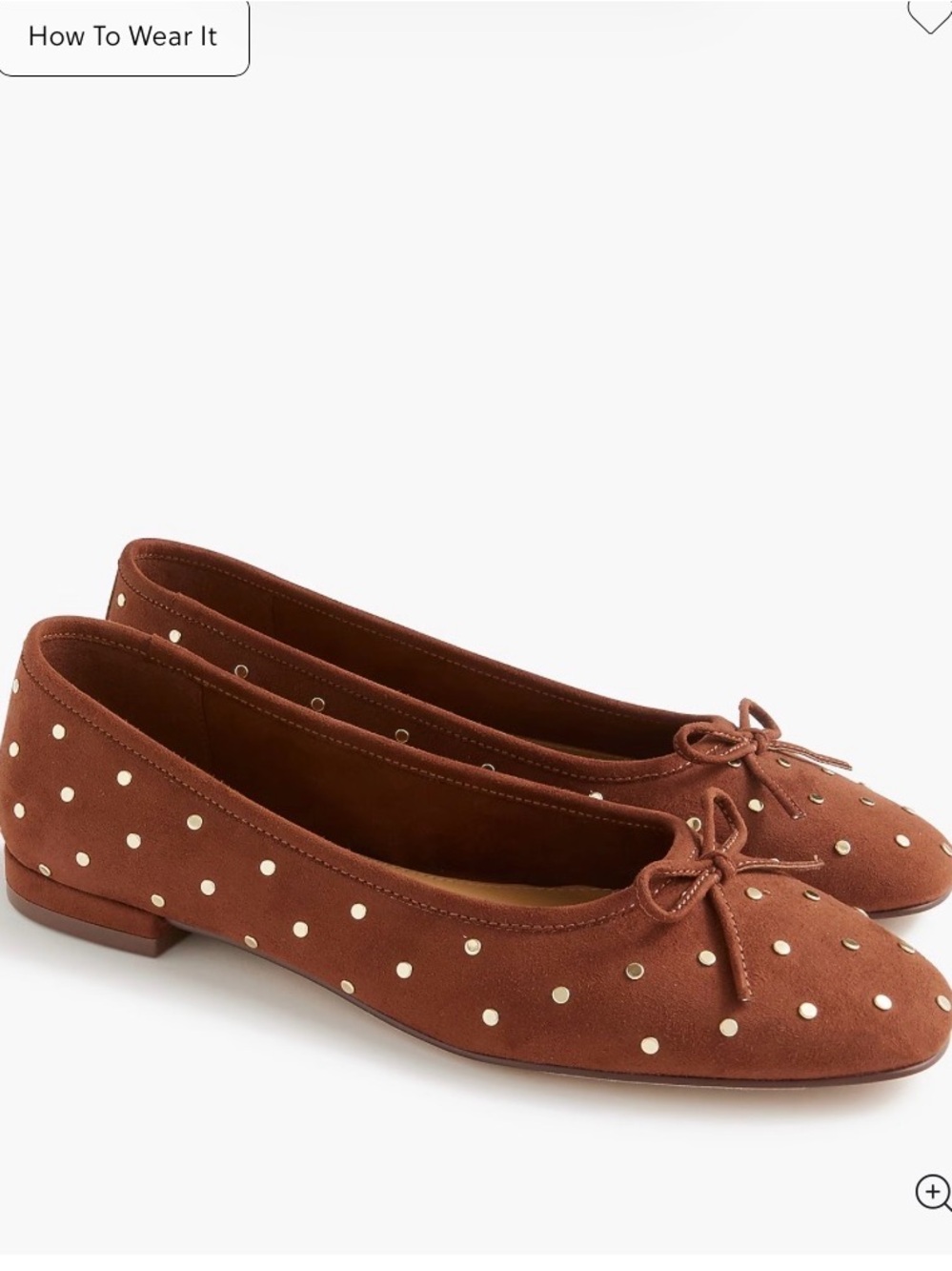 J. Crew Faux-Suede Studded Rust Brown Ballet Flat